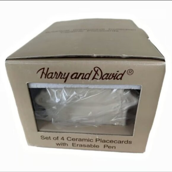 NWT Harry and David Set of 4 Ceramic Placecards Botanical Collection for Events